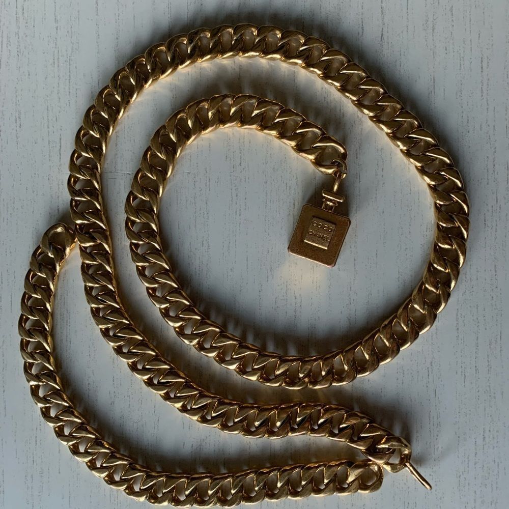 1970s Chanel Gold Toned Perfume Chain Belt Necklace Vintage Pristine condition - Picture 12 of 14